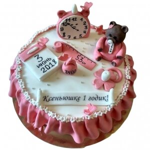 Торт Первые мерки с Мишкой для девочки №2