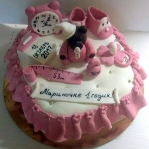 Торт Первые мерки с Мишкой для девочки